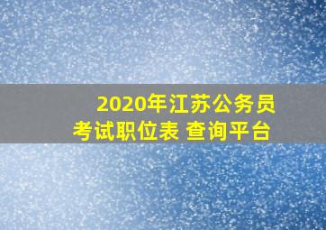 2020年江苏公务员考试职位表 查询平台